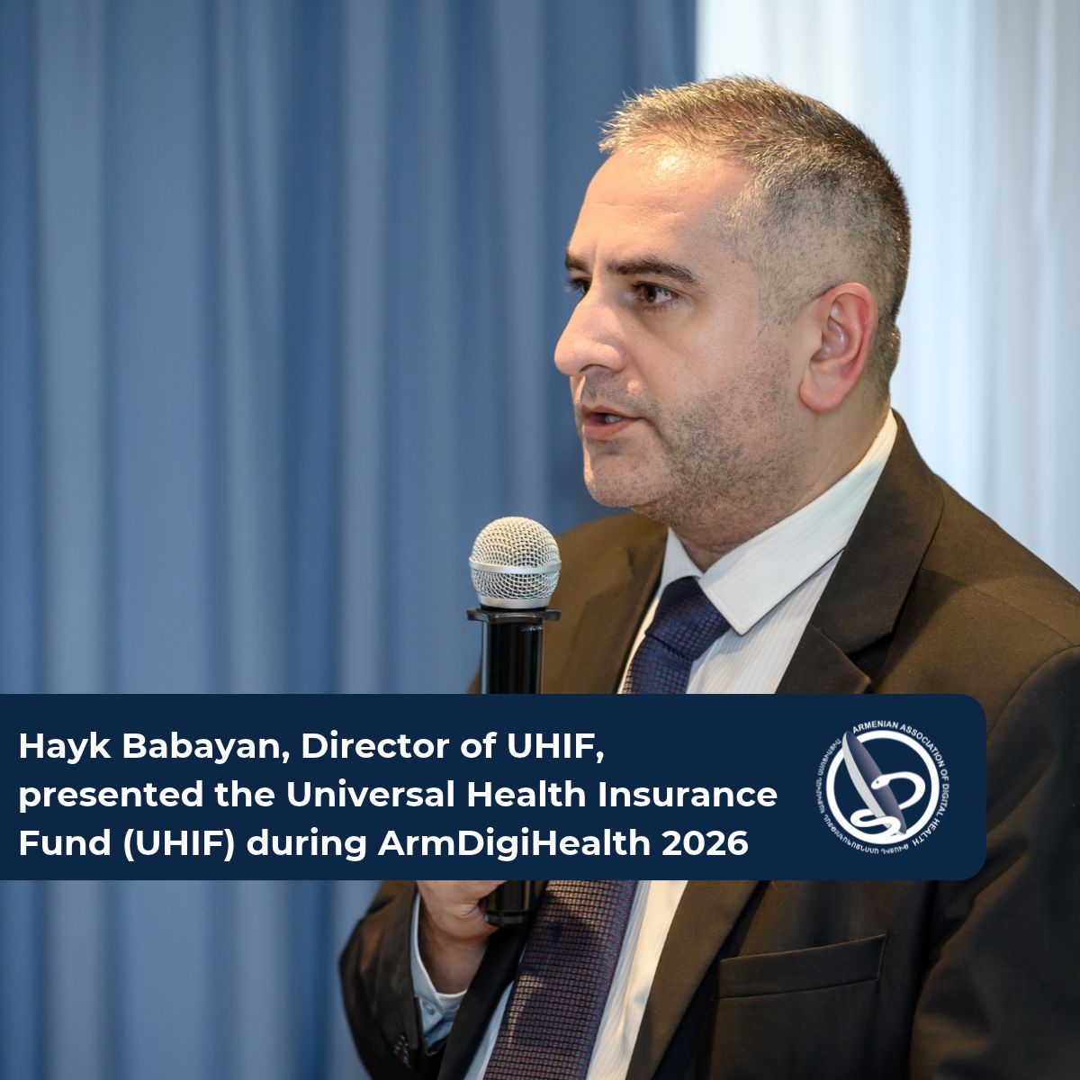 Hayk Babayan presenting the Universal Health Insurance Fund